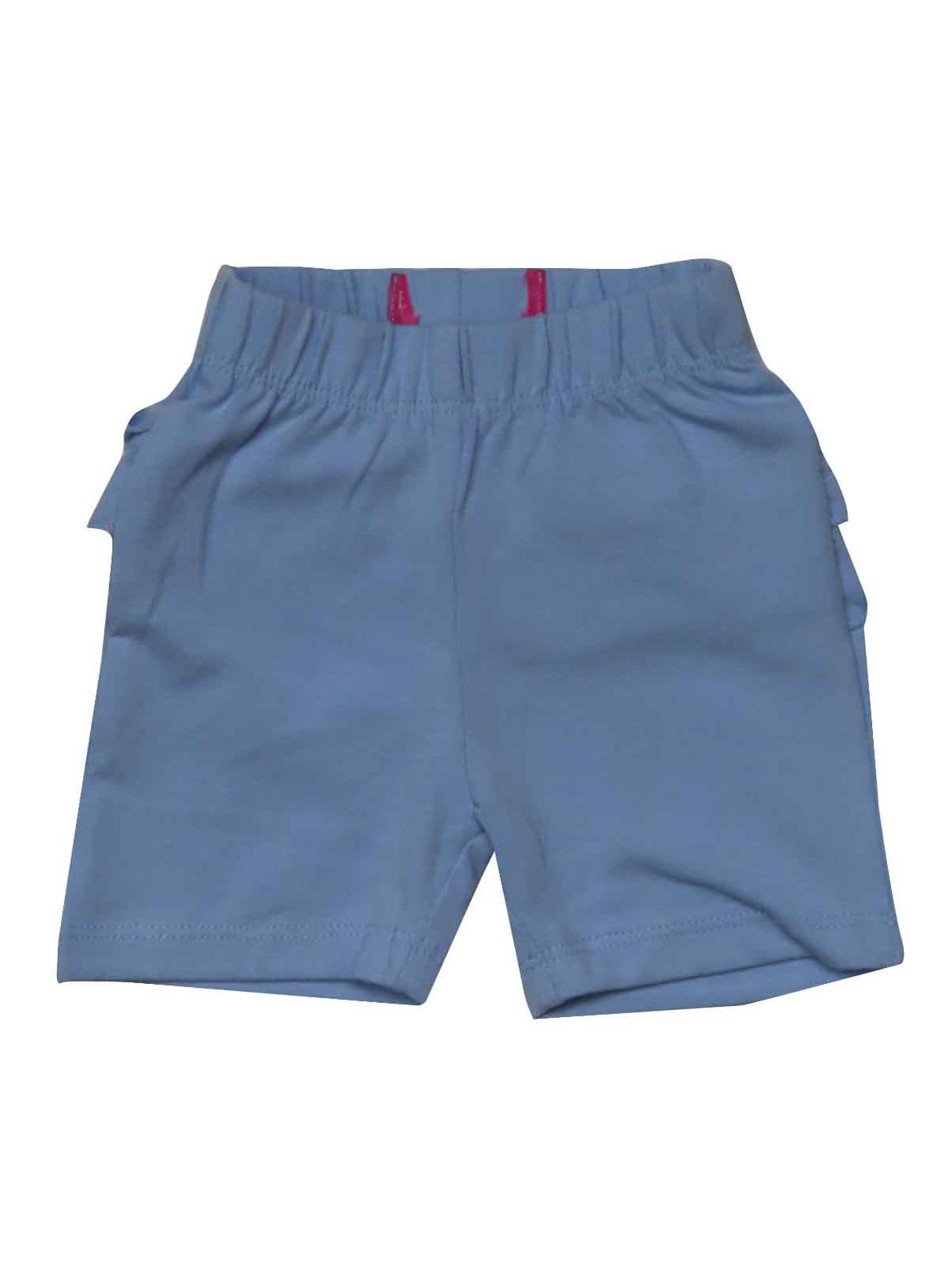 Baby Girls Knit Shorts With Frill Trims Blue