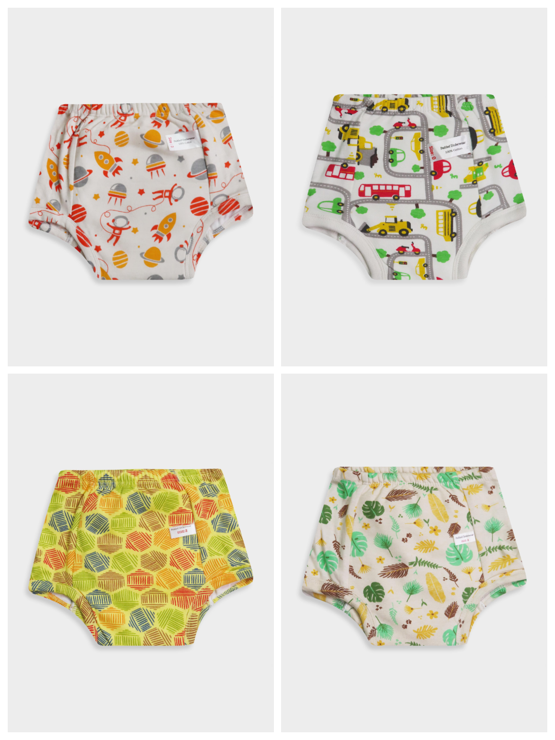 3pc pack Kids Padded Underwear Assorted