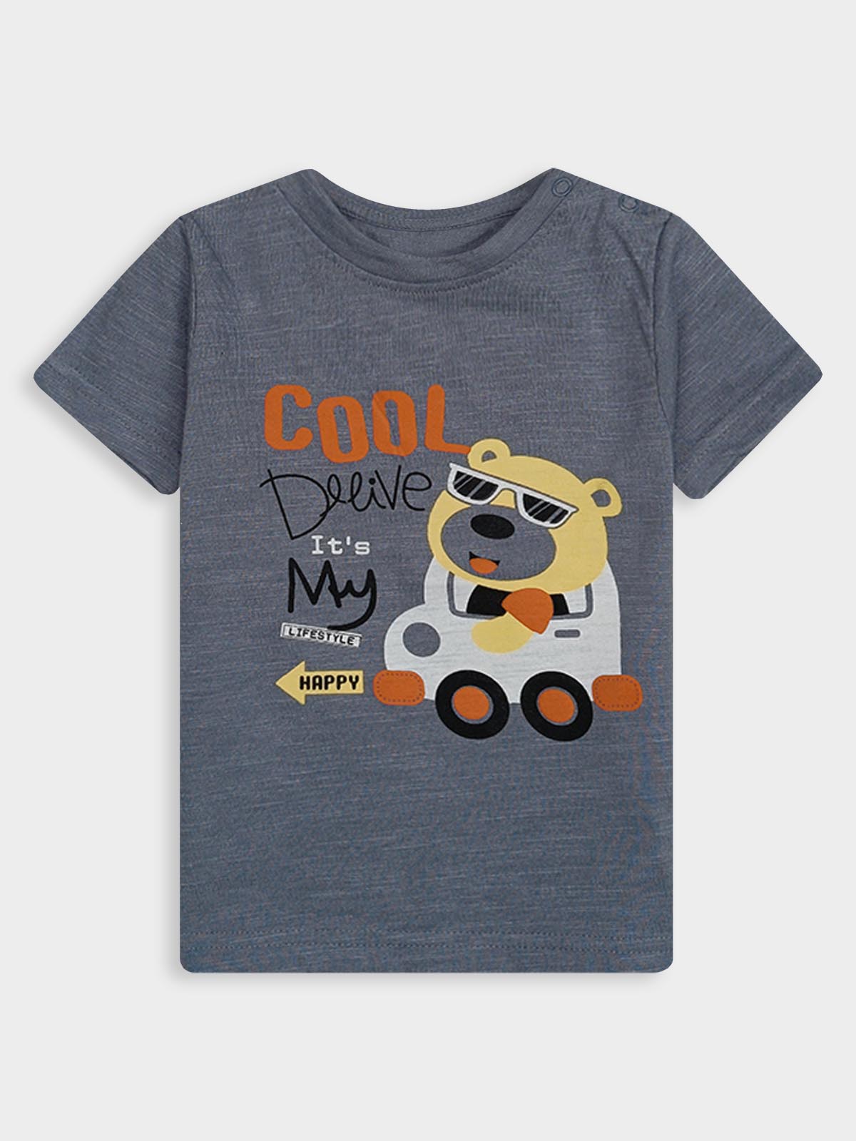 Baby Boys Printed Dark Grey T-Shirt