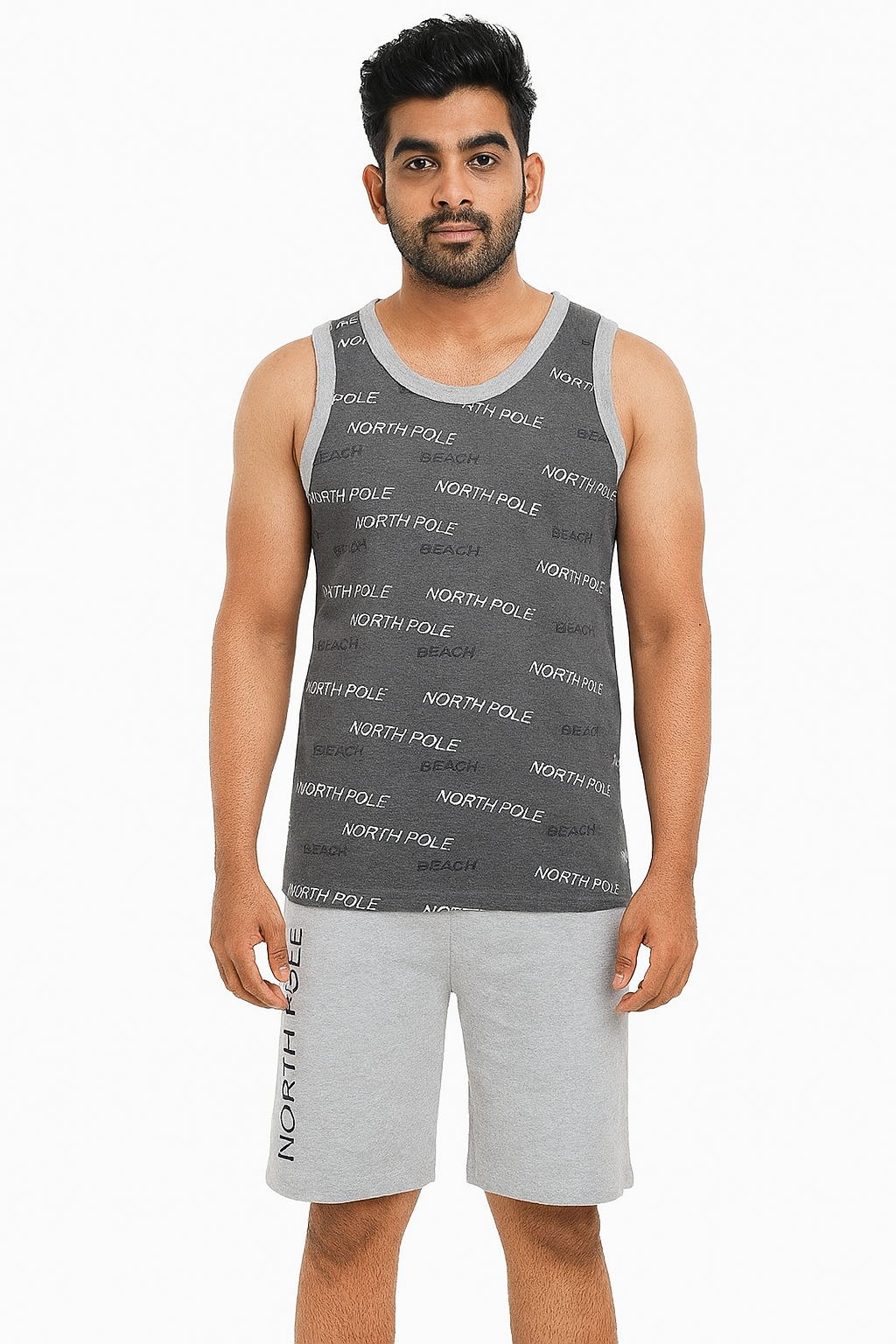 Mens Shorty Set Dark Grey Aop