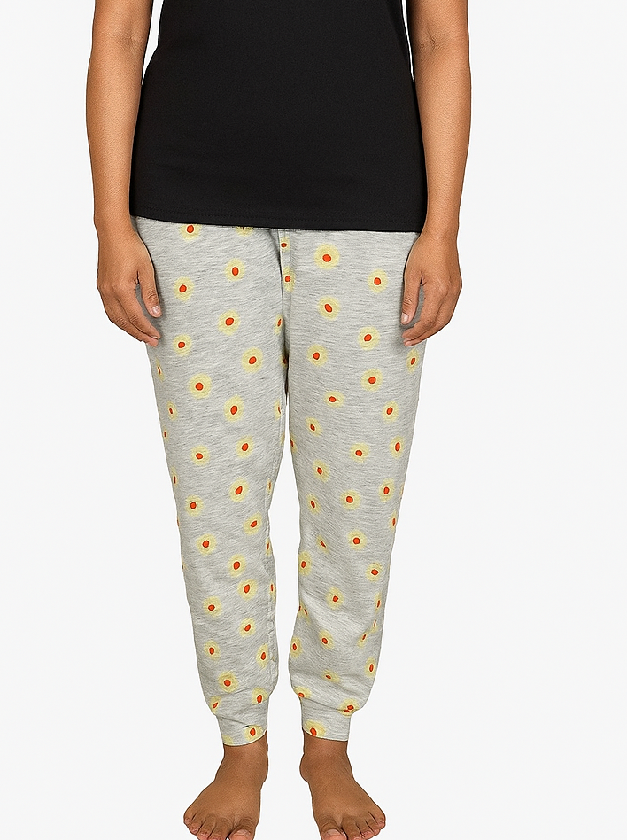 Ladies Printed Night Pant Grey Melange