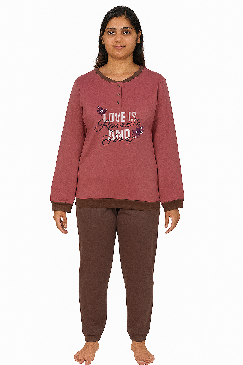 Ladies Interlock Pink Love Pyjama Set