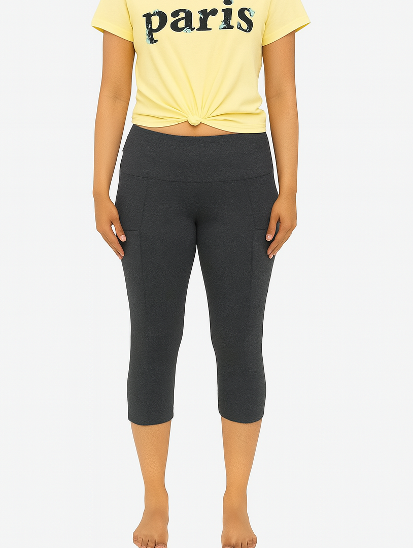 Ladies Stretch Activewear Charcoal Capri