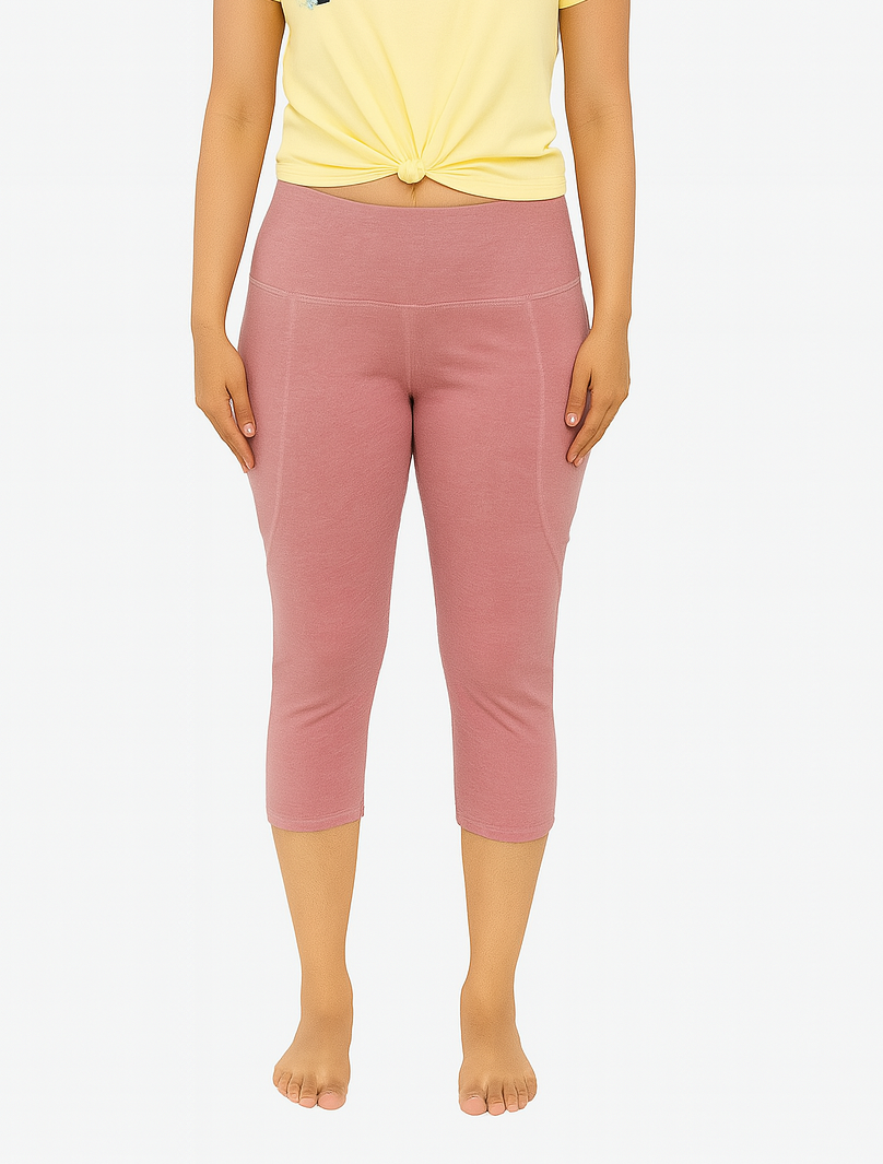 Ladies Stretch Activewear Pink Capri