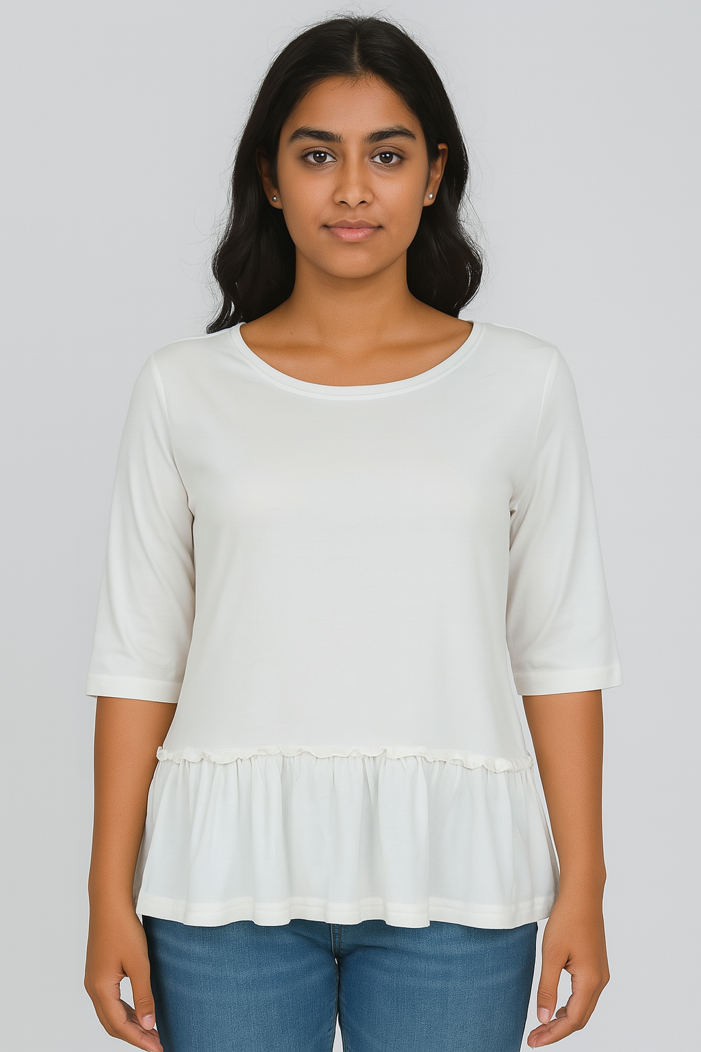 Body Flirt Viscose Peplum Top White
