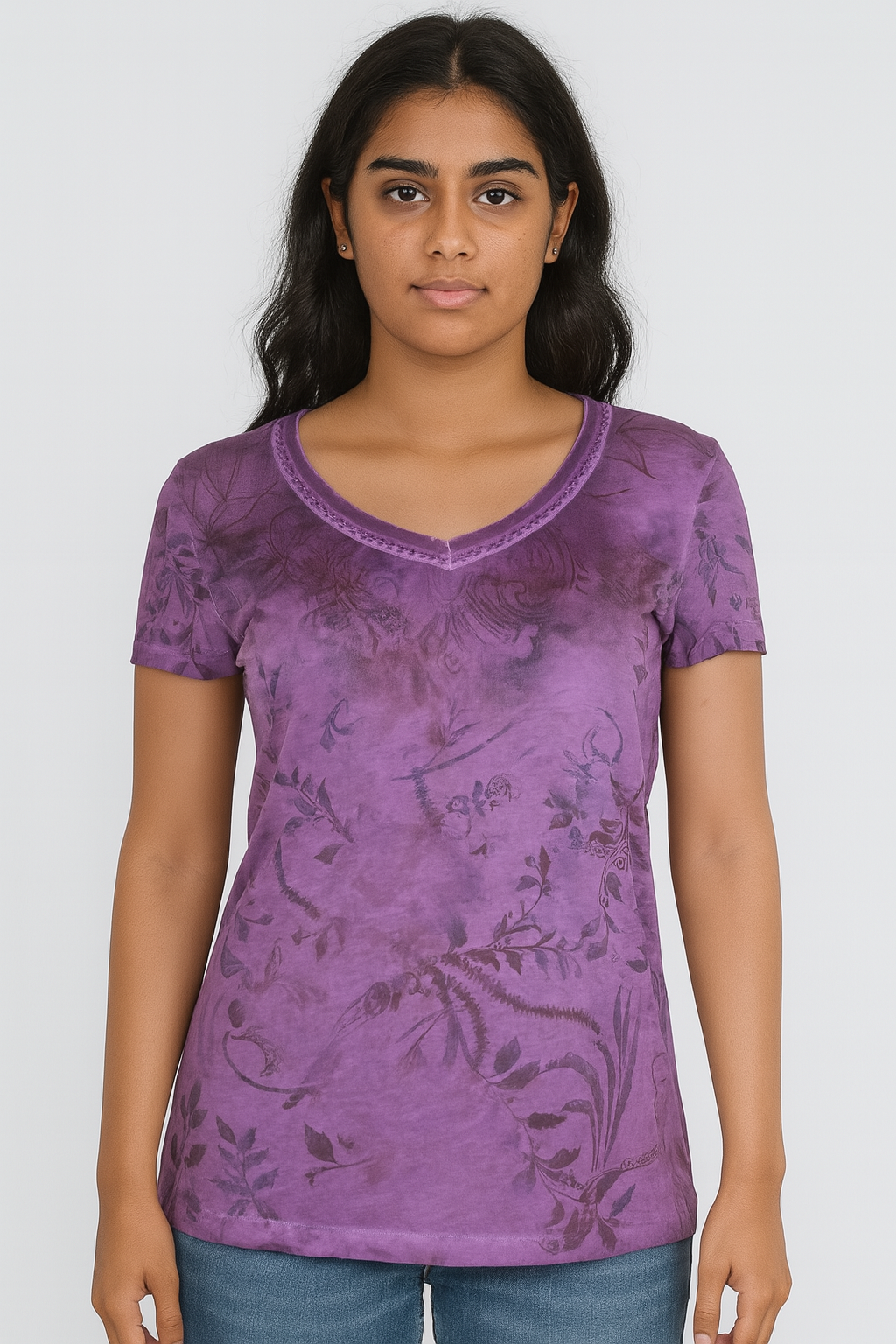 Ladies Printed V Neck Top