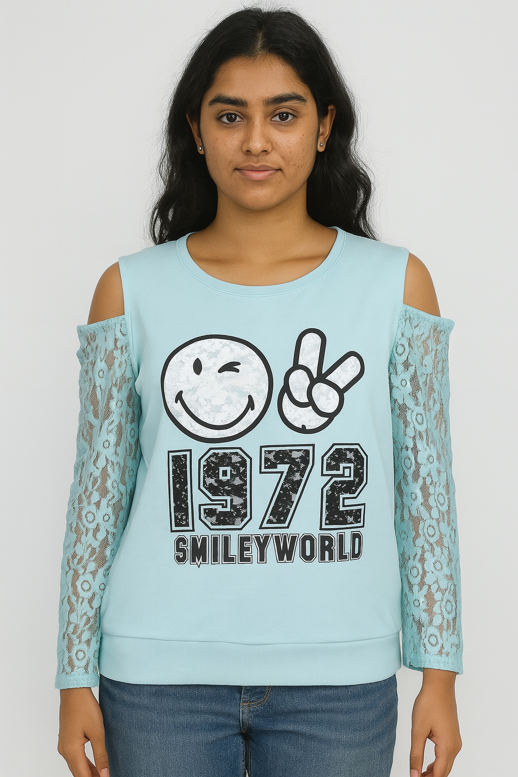 Ladies Winter T Shirt With Crochet Sleeve