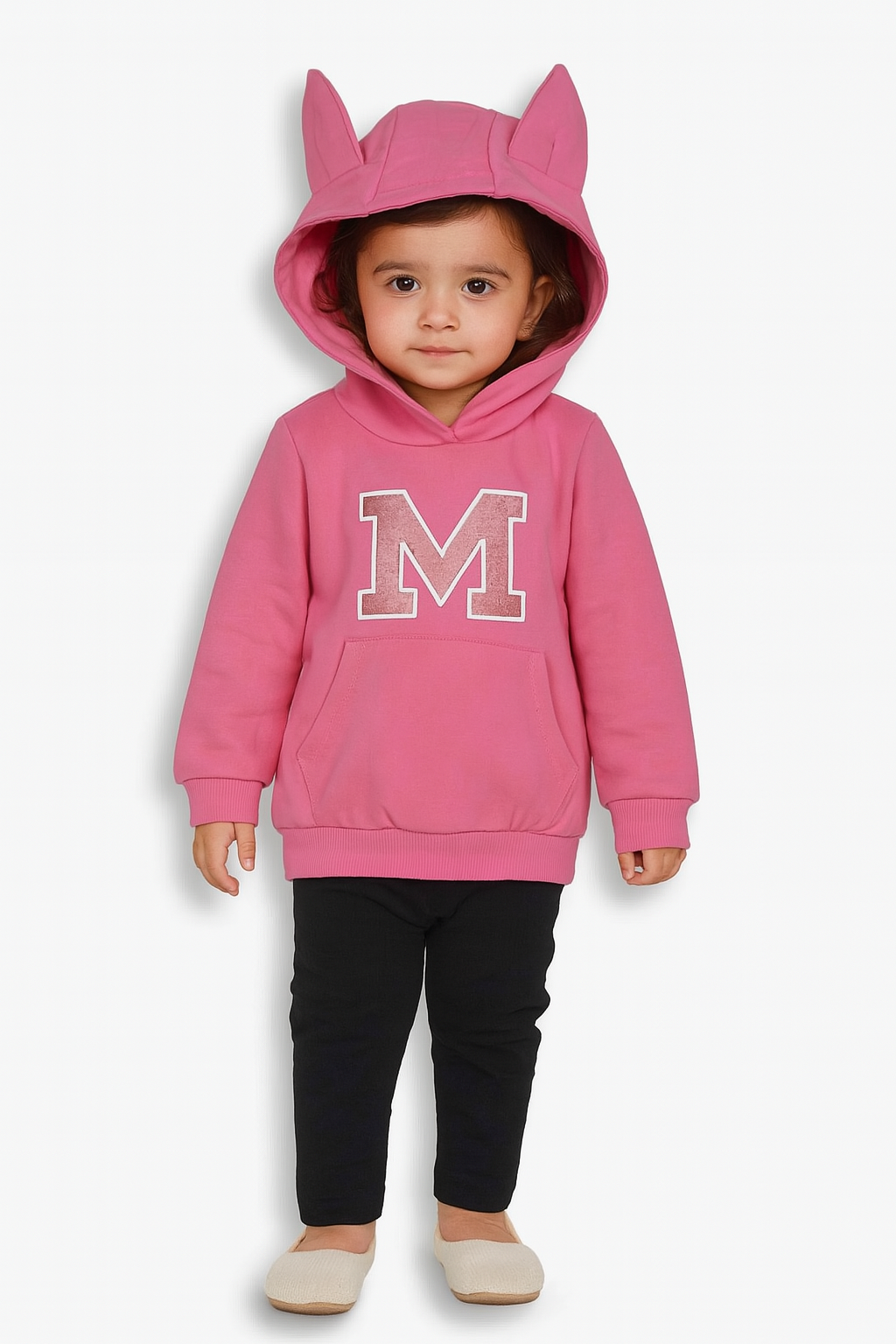 Baby Girls Hooded Pullover Pink Sweatshirt