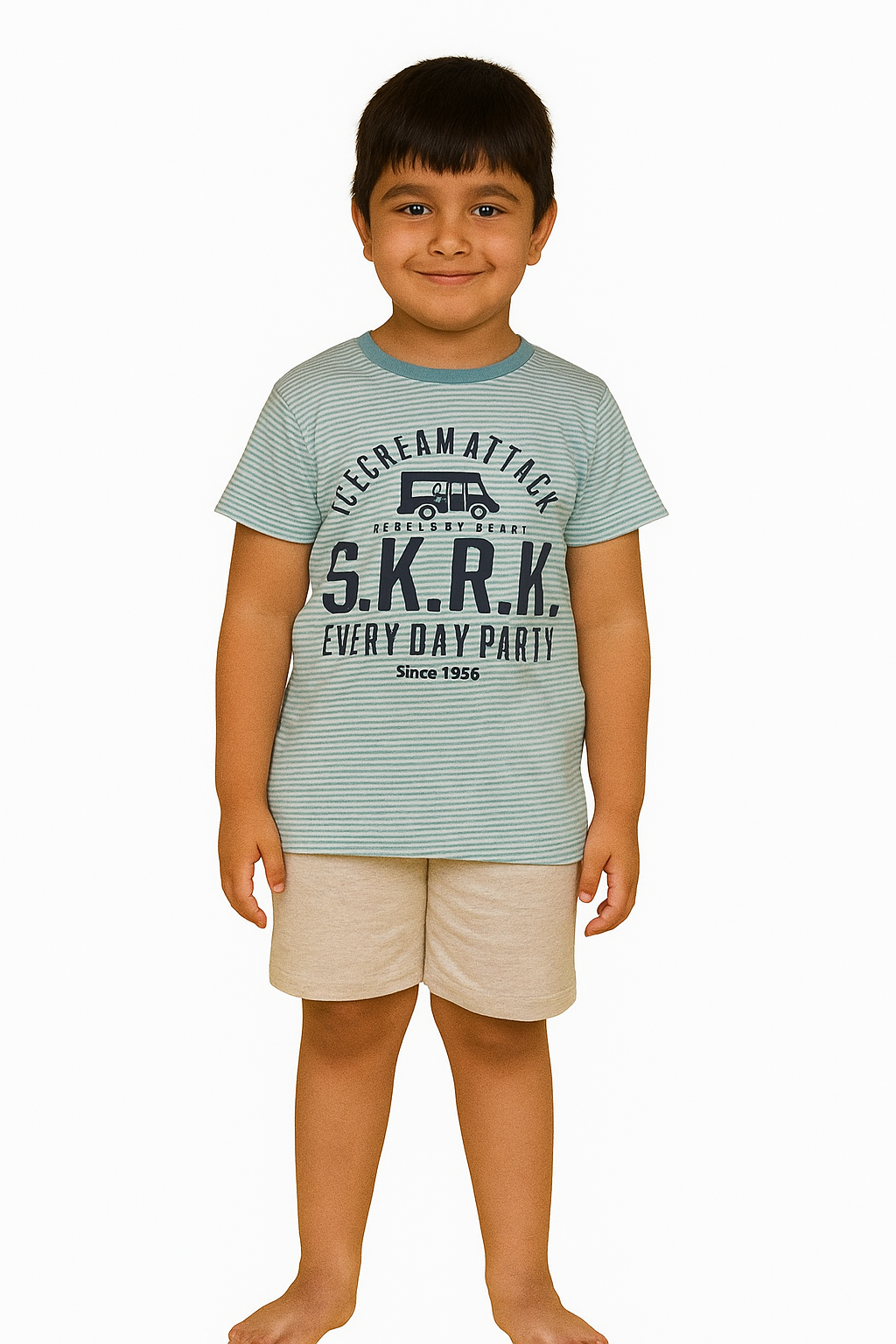 Striped T Shirt Green Striped