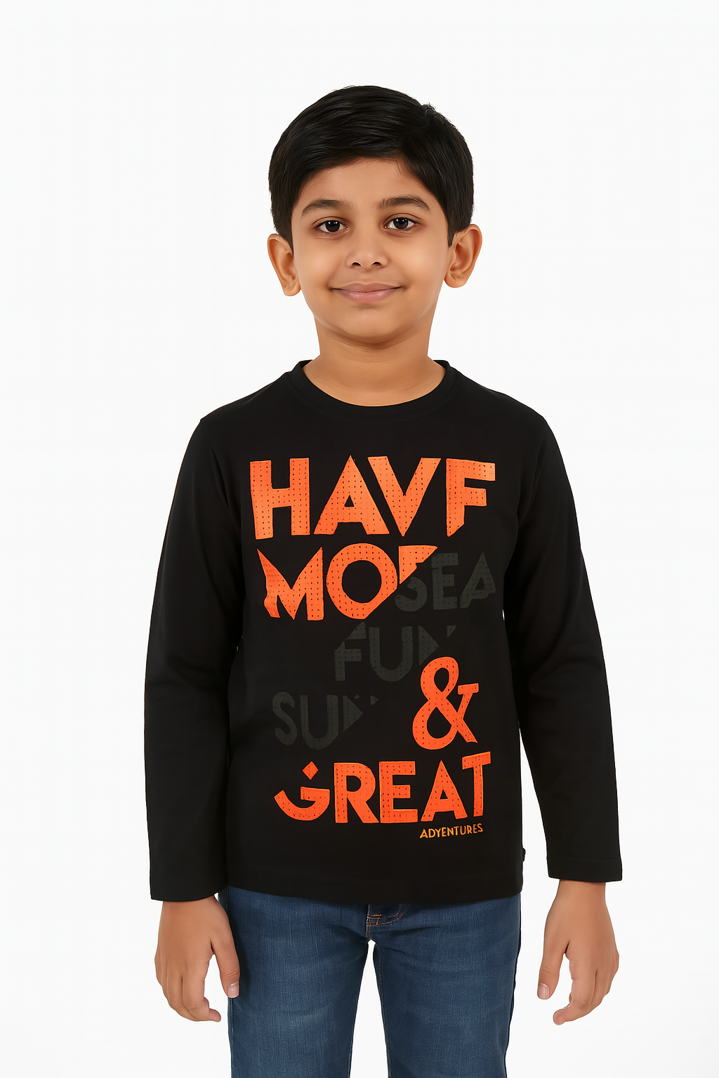 Boys Long Sleeve Black T Shirt