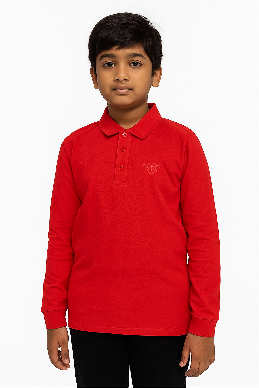 Boys Long Sleeve Collar T Shirt Red