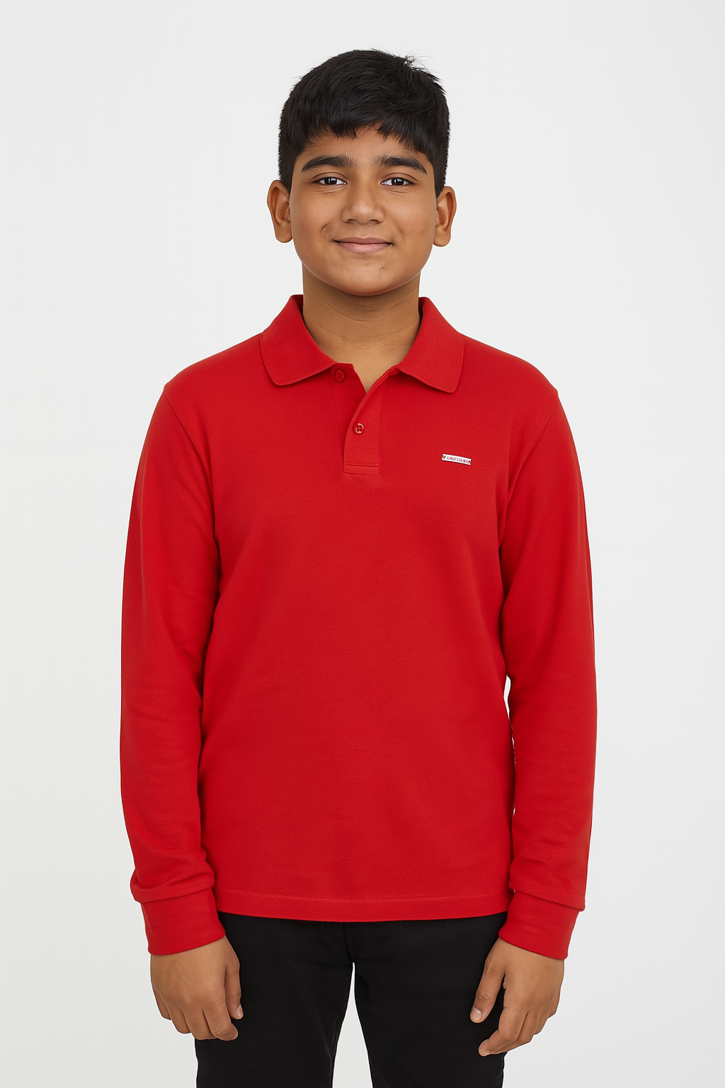 Boys Long Sleeve Collar T Shirt Red