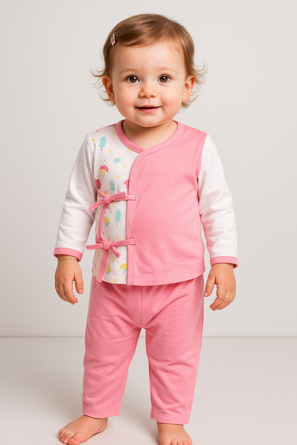 Q-Club Baby Girls Printed Pyjama Set