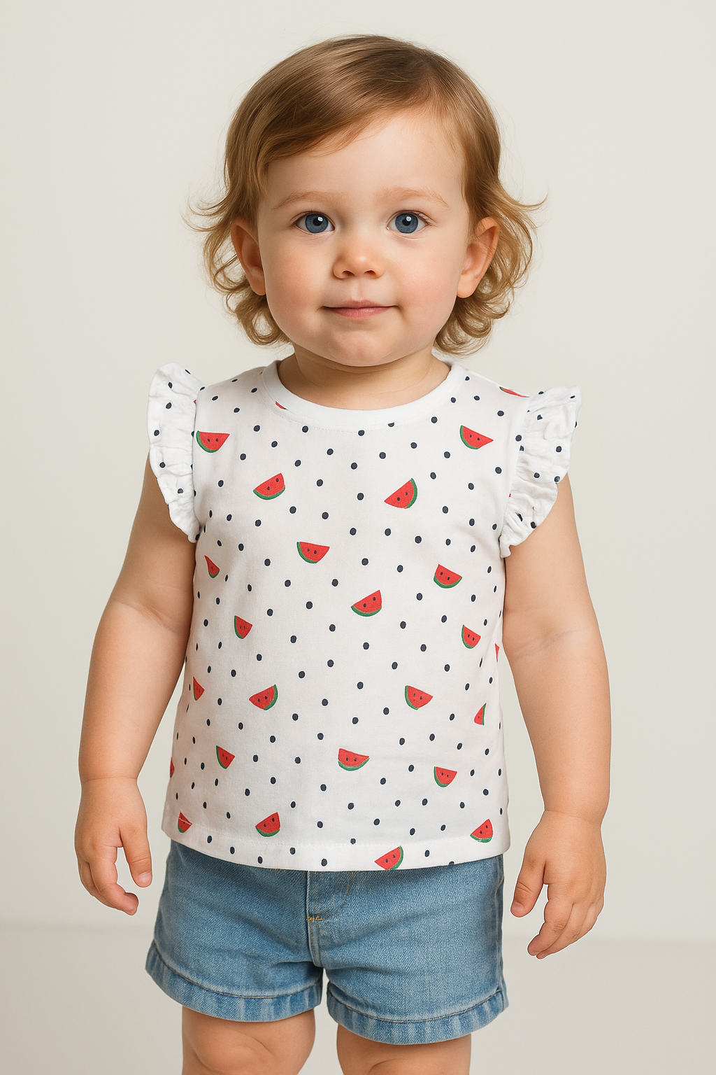 Baby Girls Printed T Shirt Water Melon AOP