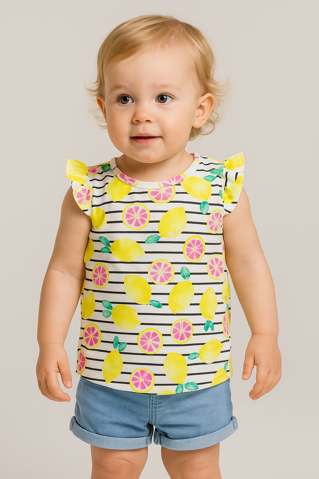 Baby Girls Printed Fancy Top White Aop