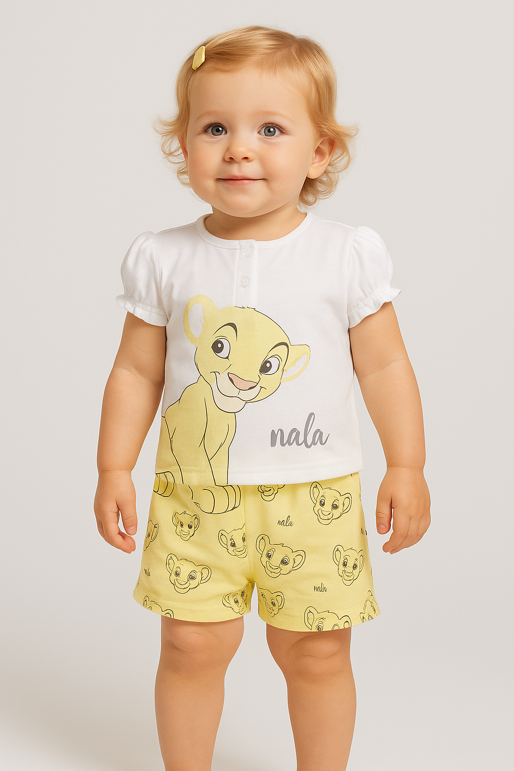 Baby Girls Shorty Set White - Yellow