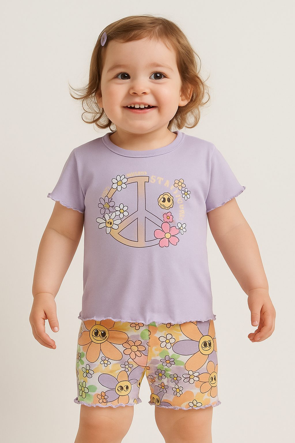 Girls Printed Shorty Set