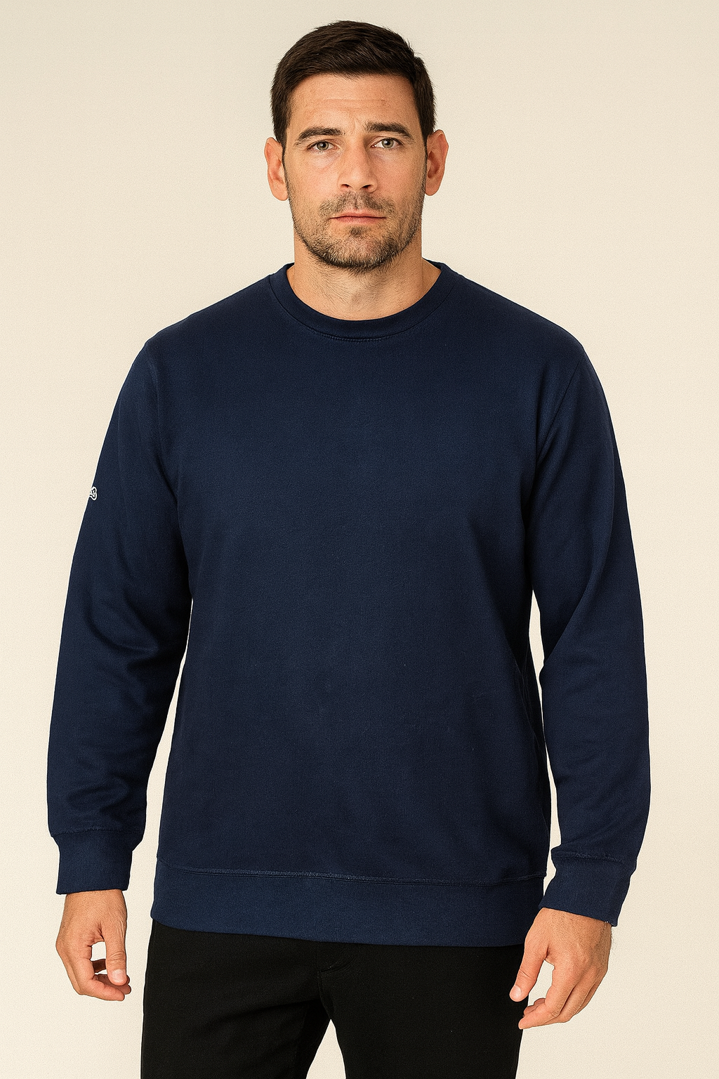 Men Pullover Fleece Navy Sweatshirt
