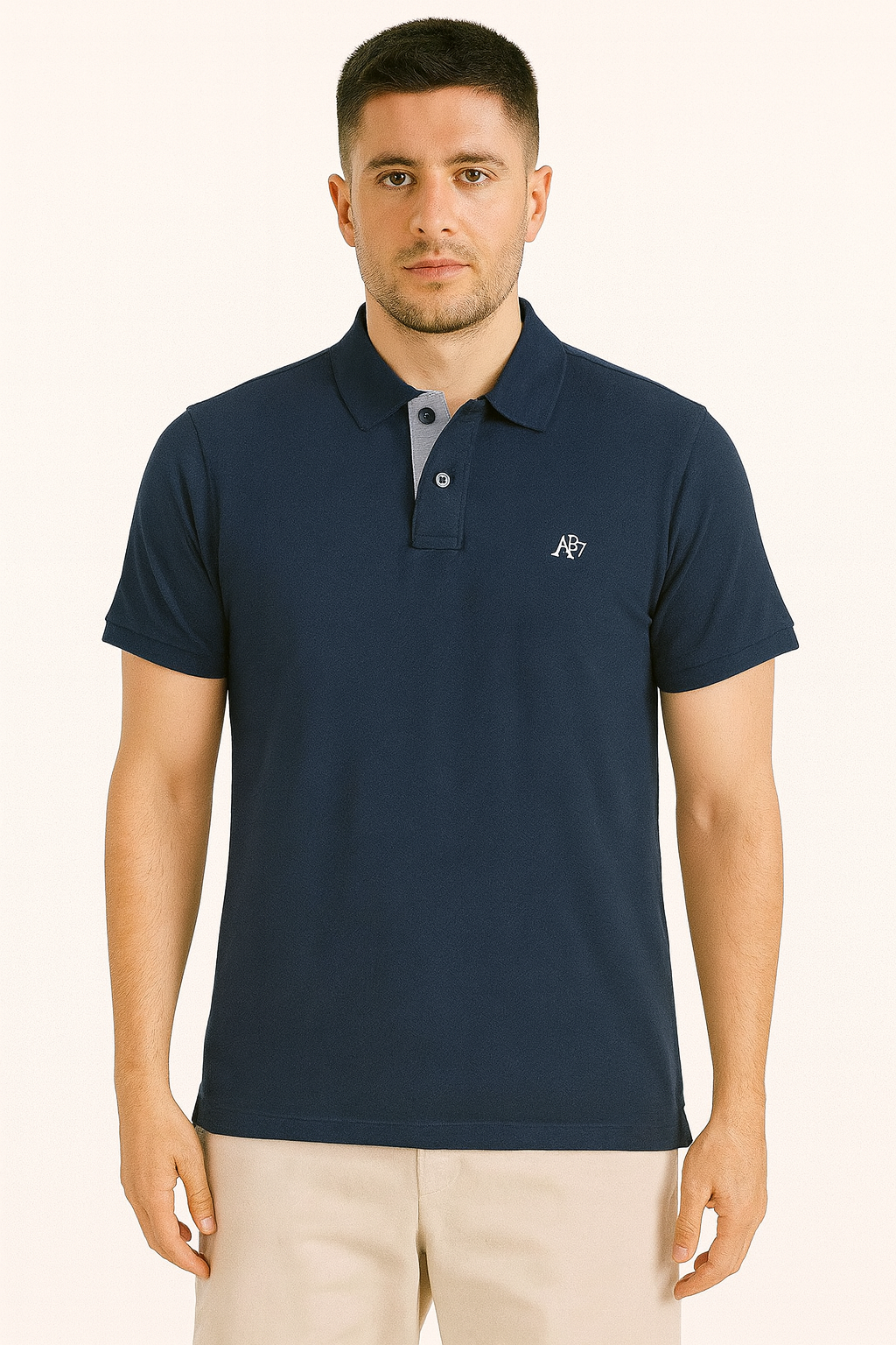 Mens Collar T Shirt Navy-Grey