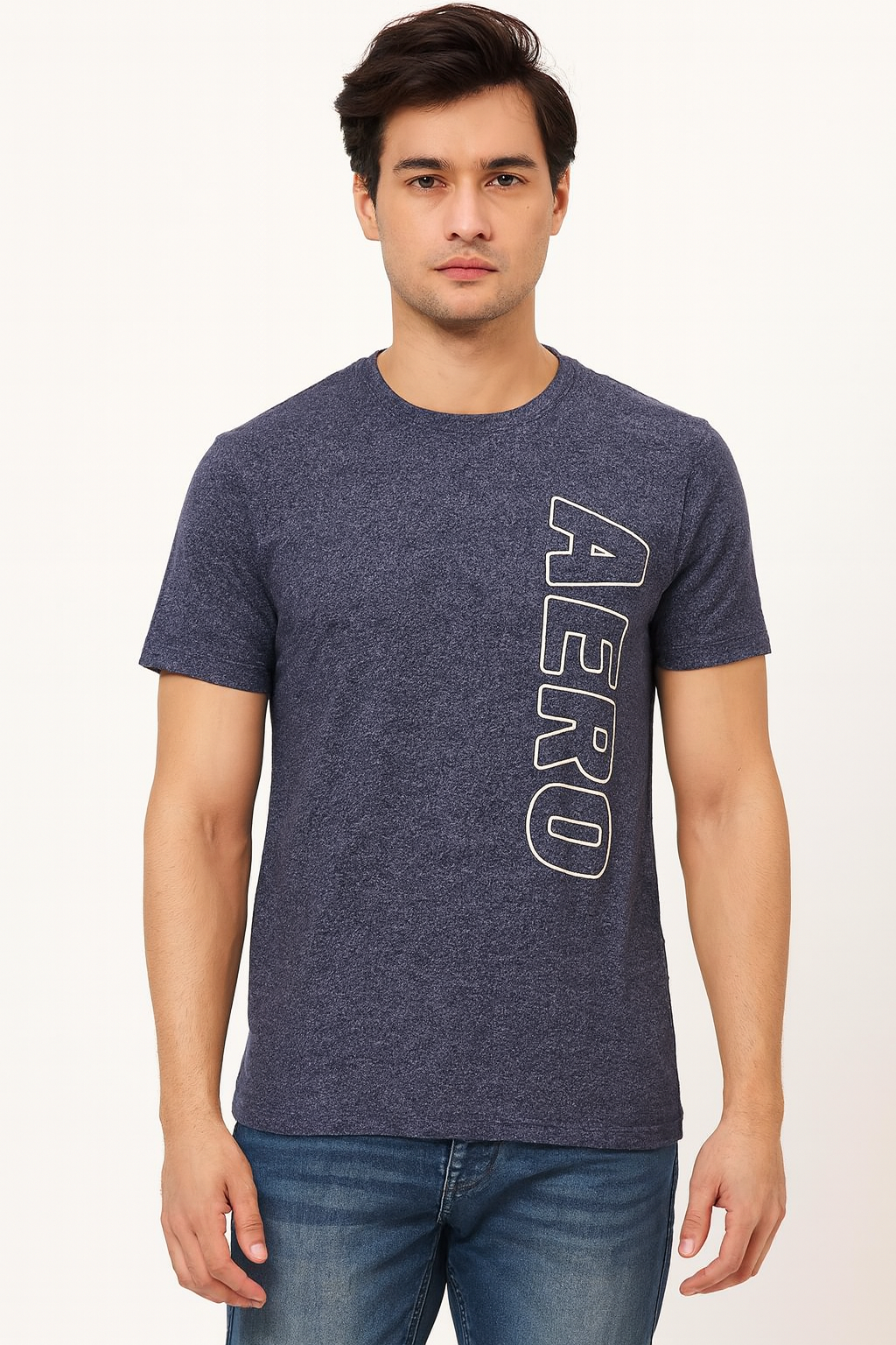 Mens Embossed Navy T-Shirt