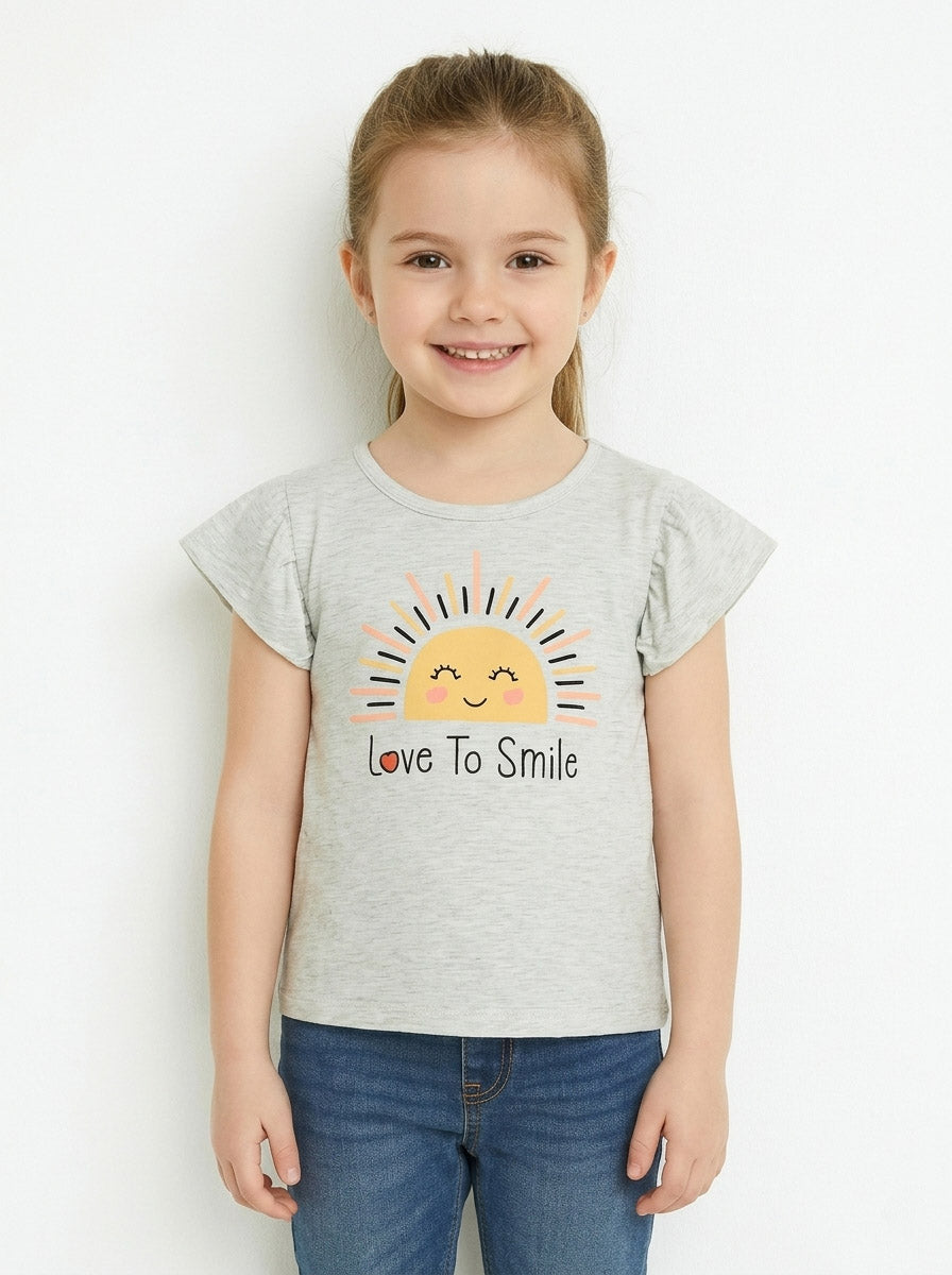 Girls Printed Top | Beige