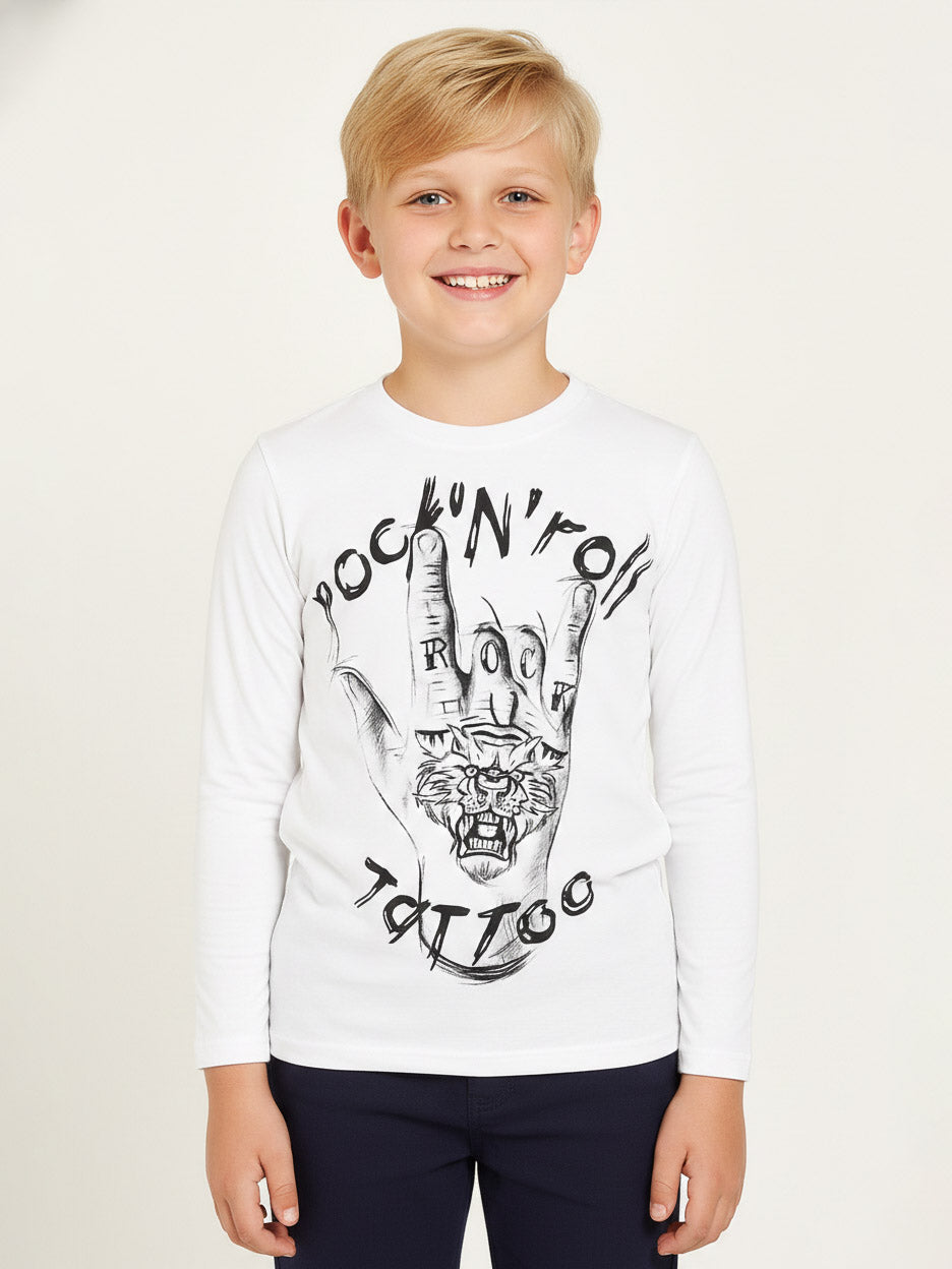 Boys Long Sleeve T Shirt | White