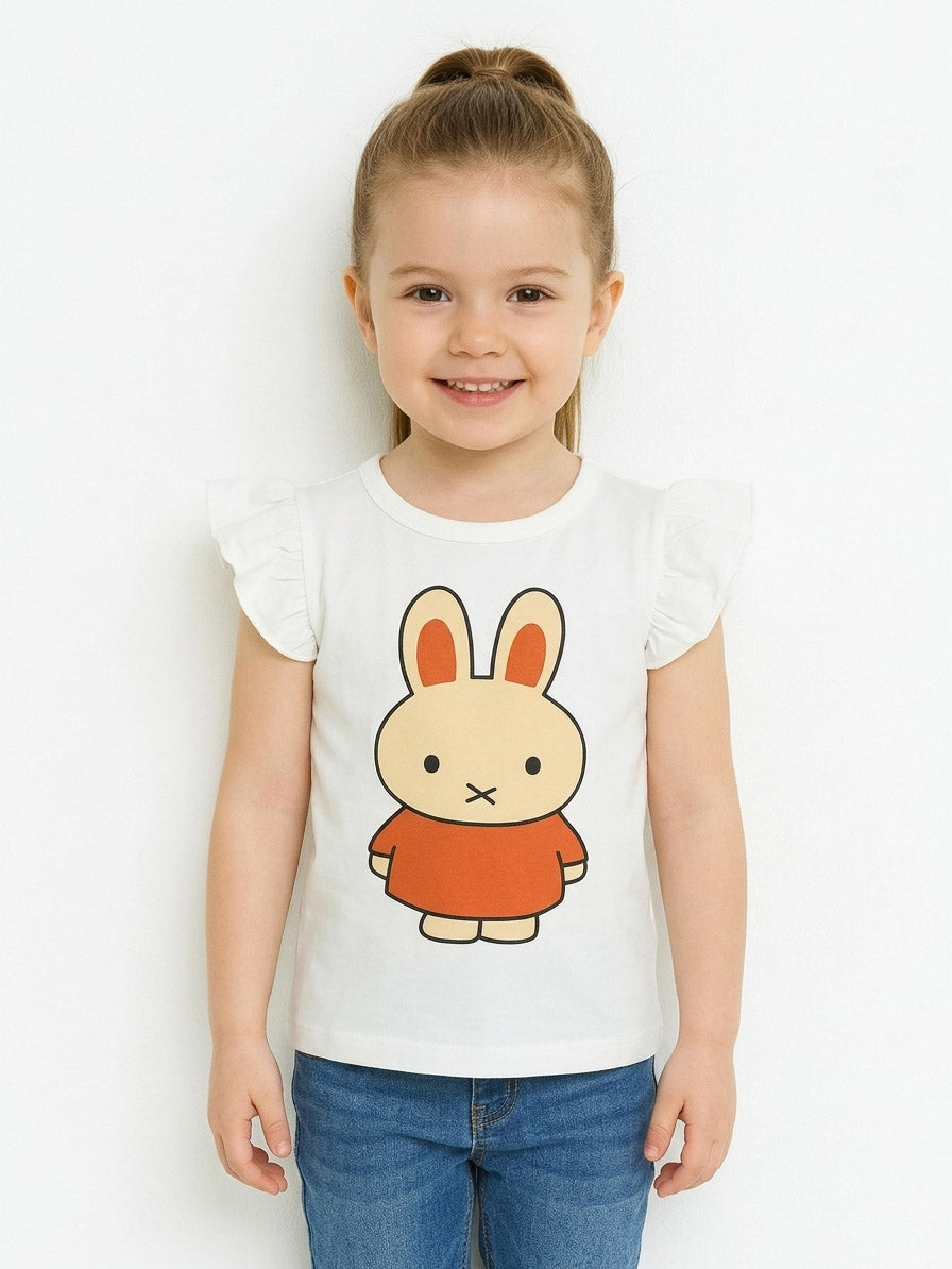 Girls Printed Top | White