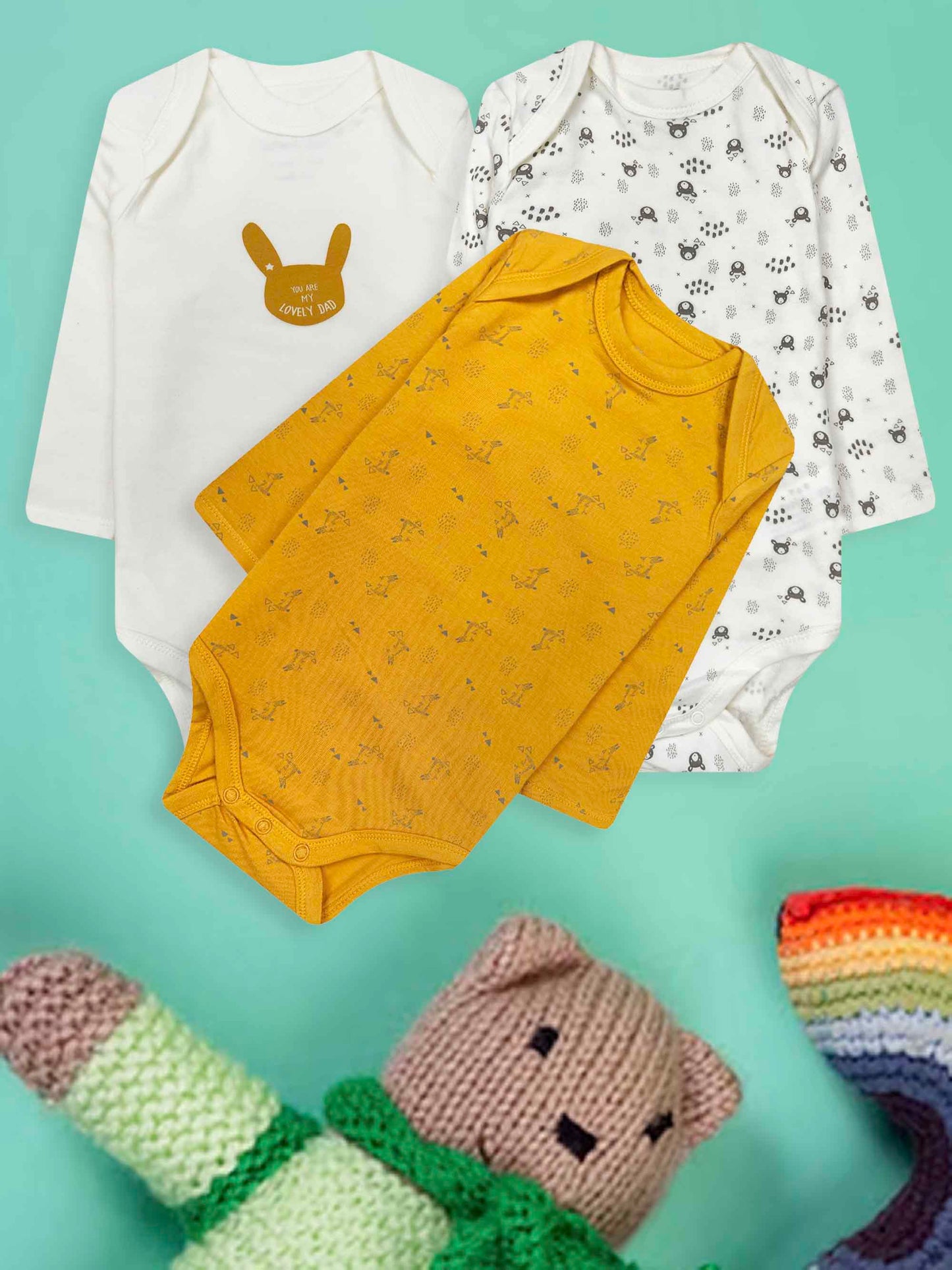 Baby 3 Pack L/S Bodysuits Assorted