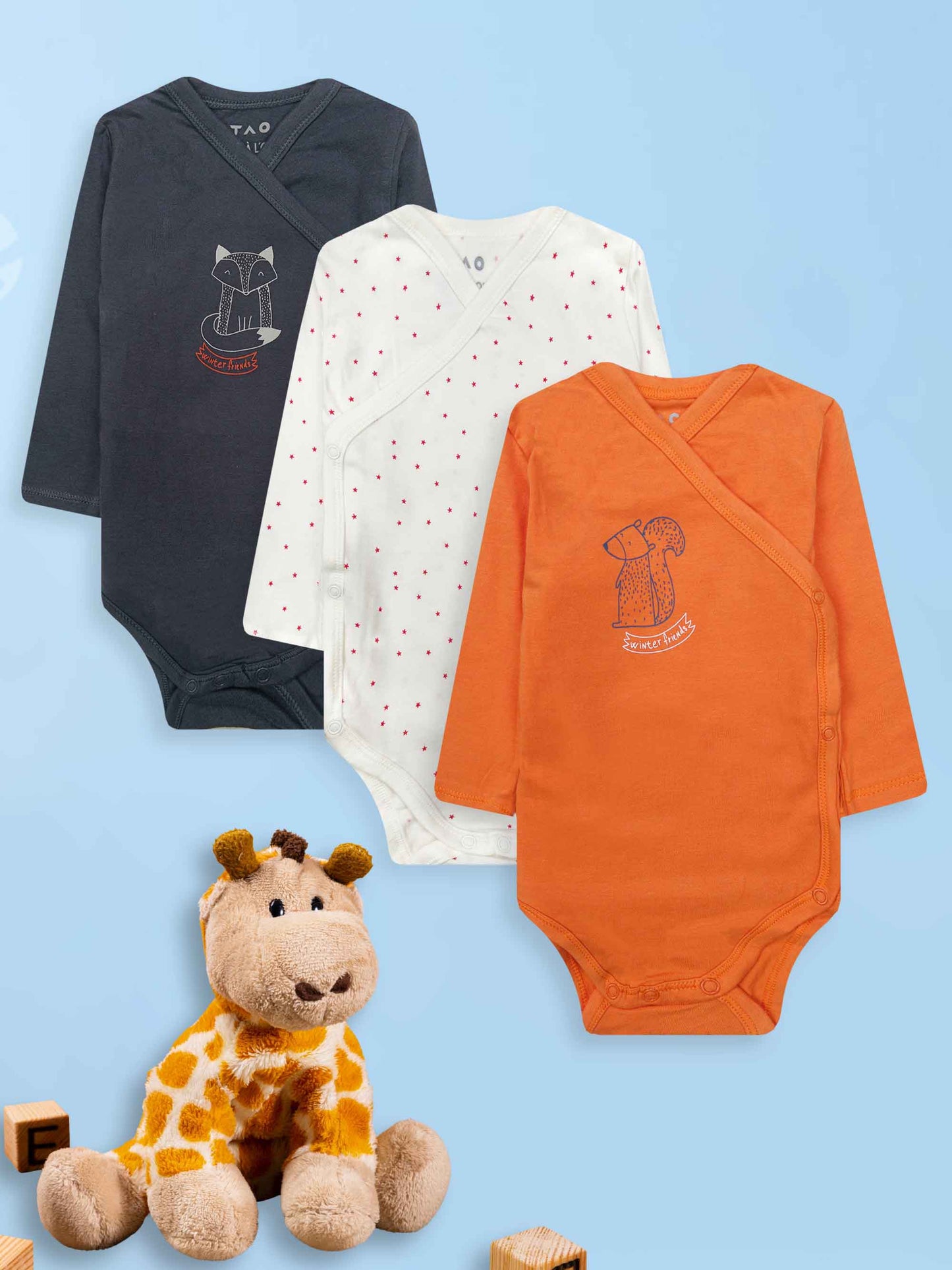 Baby 3 Pack L/S Bodysuits Assorted