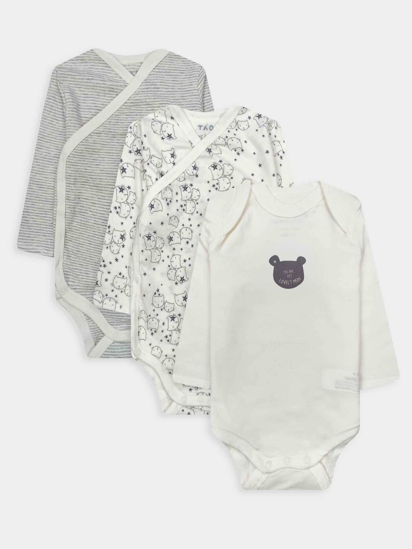 Baby 3 Pack L/S Bodysuits Assorted