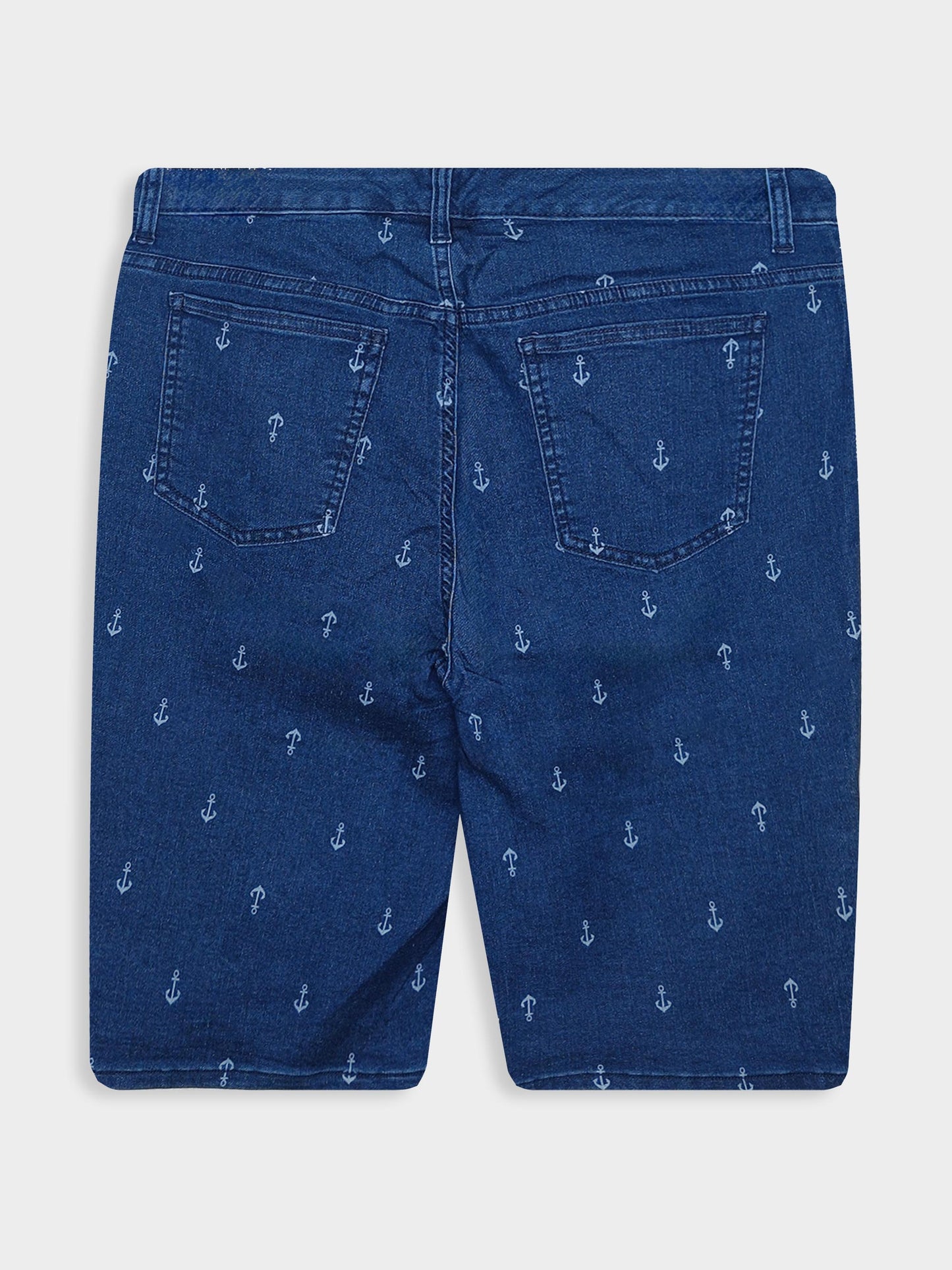 Ladies Oversize Printed Denim Shorts