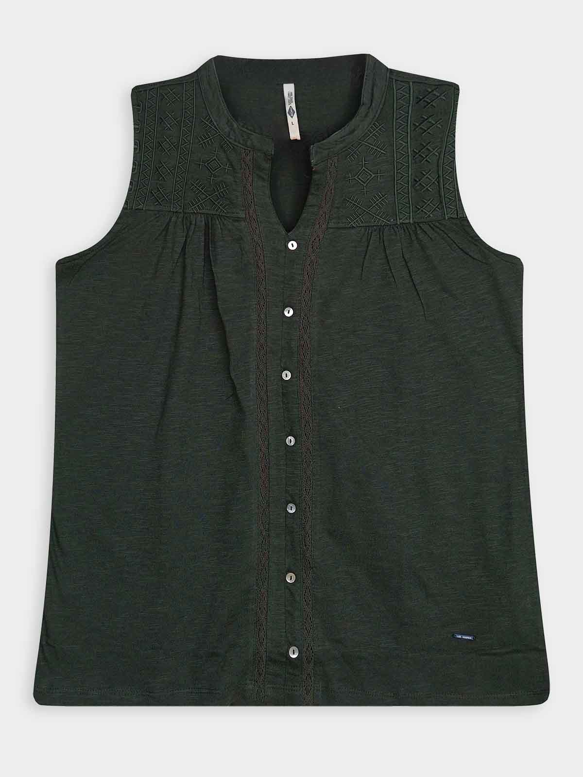 Ladies Embroidered Button-Down Top