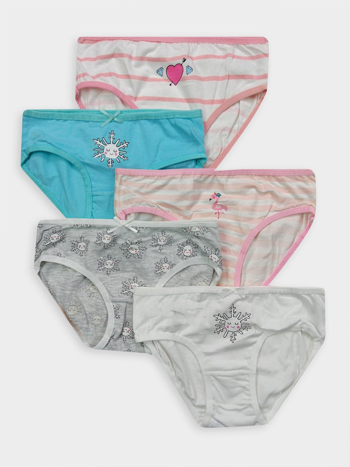 Girls Printed Assorted 5 Pack Briefs