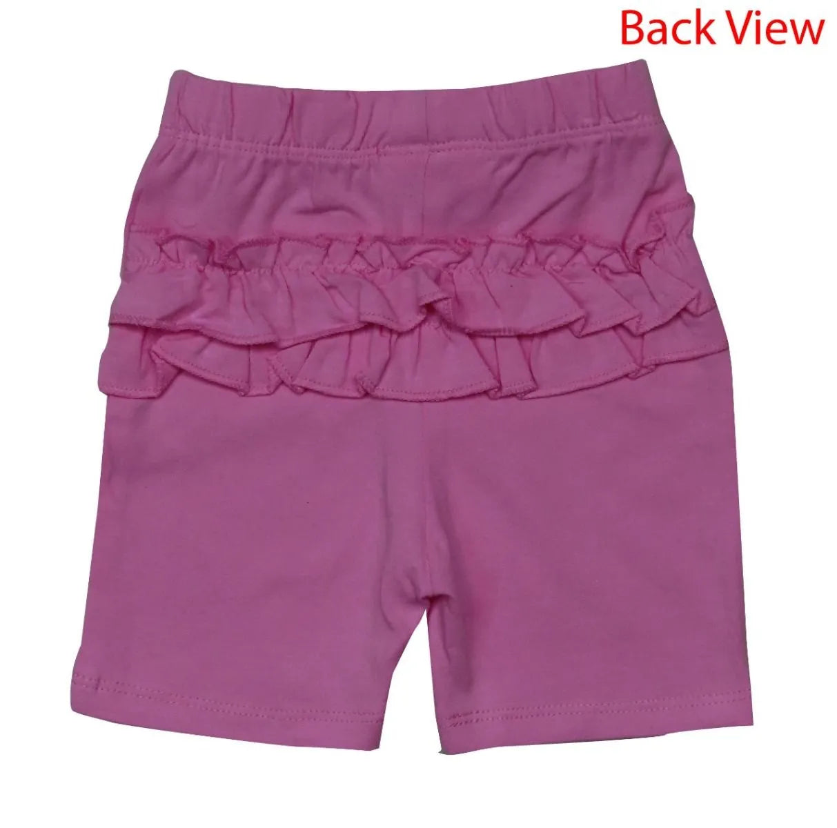 Baby Girls Knit Shorts With Frill Trims Pink Solid