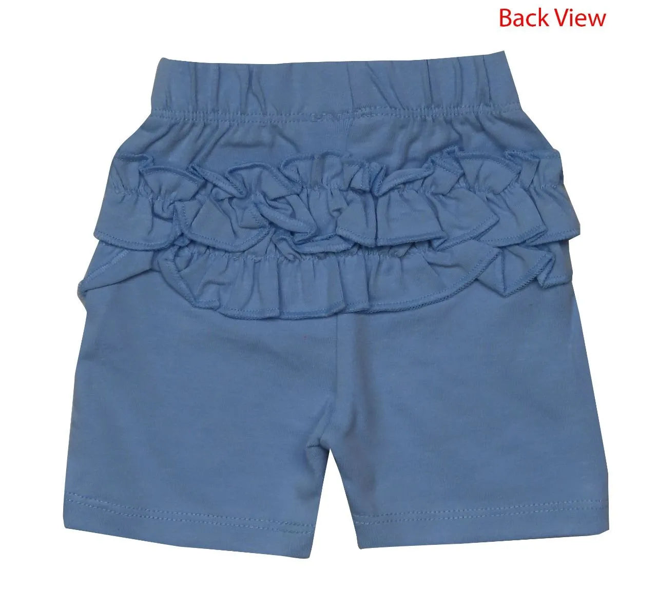 Baby Girls Knit Shorts With Frill Trims Blue