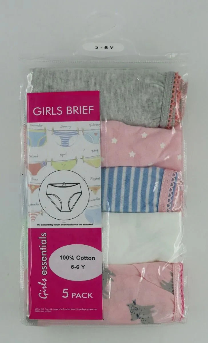 Girls 5 Pack Briefs