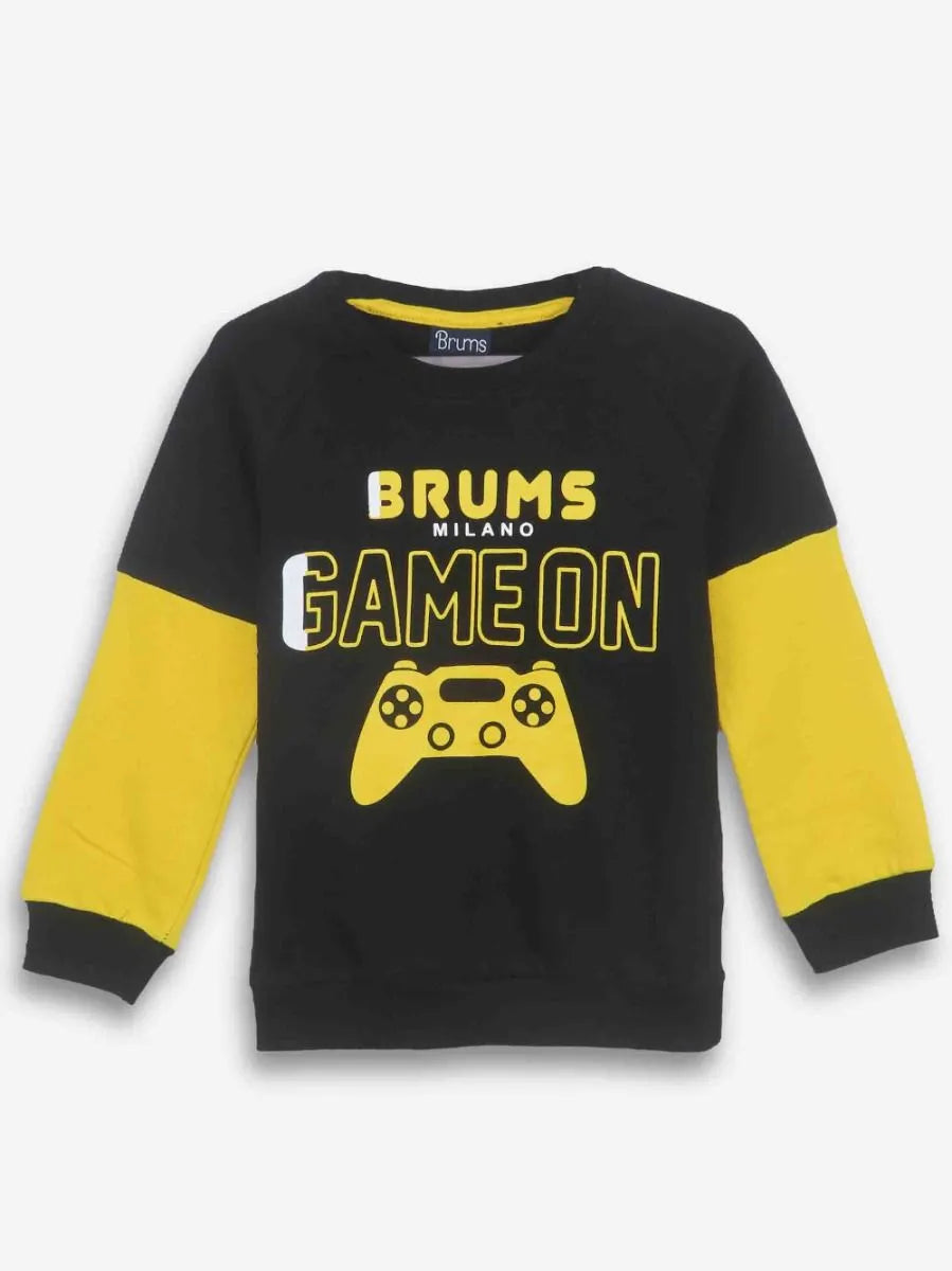 Boys Black Outer Wear Sets Sweatshirt And Jogger