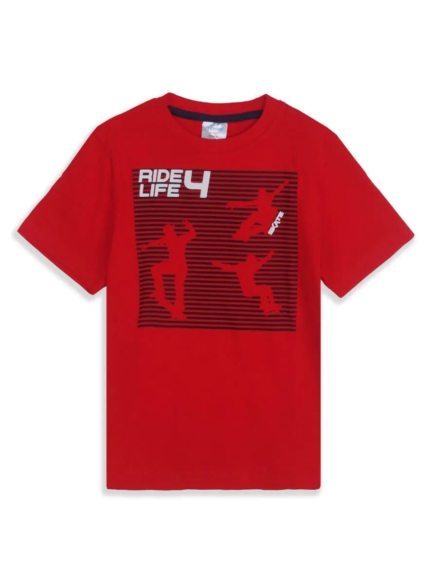 Boys Printed Shorty Set | Red