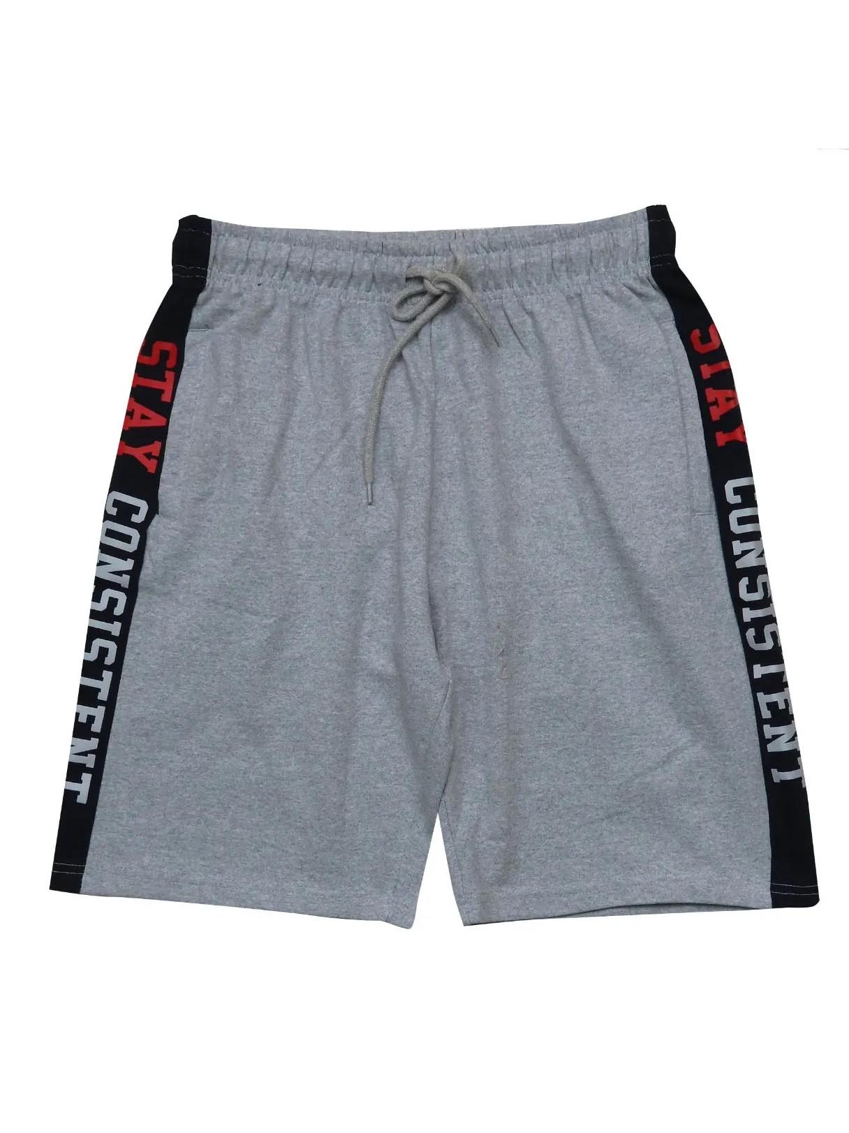 Mens French Terry Panel Shorts Grey Melange