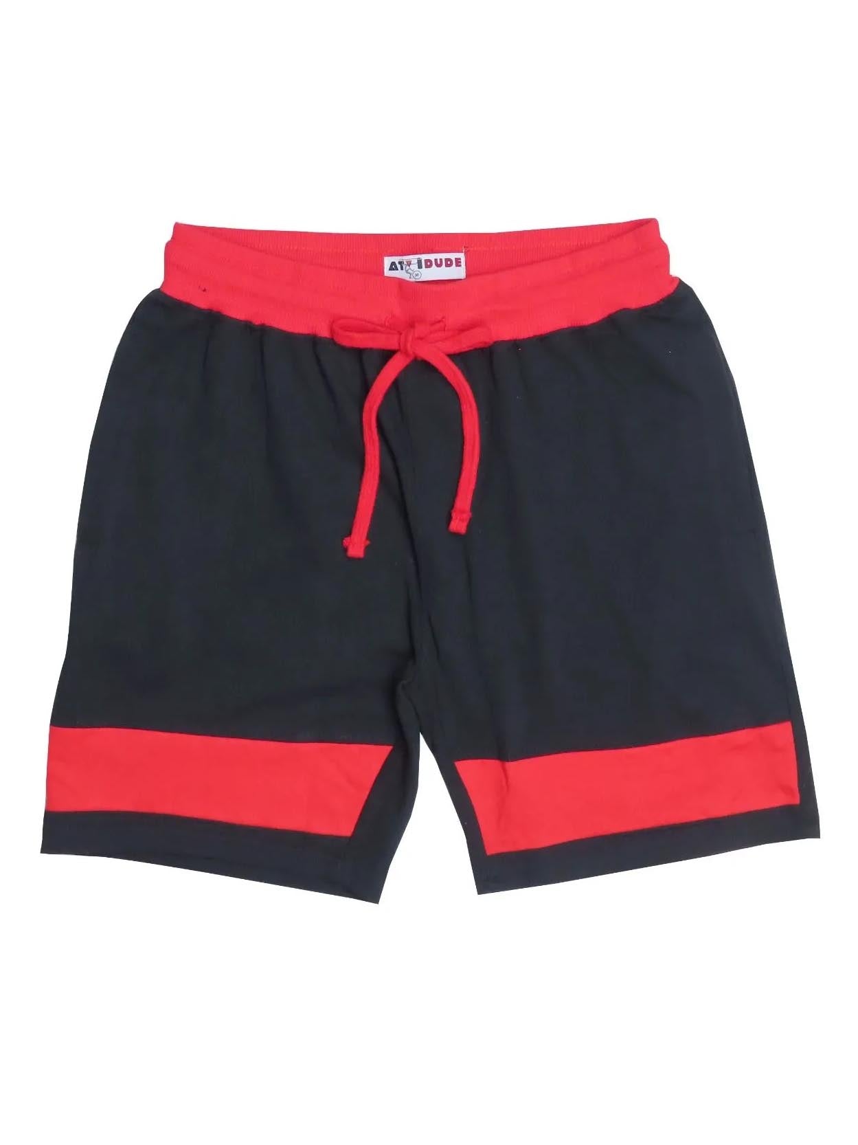 Mens French Terry Knit Shorts Black / Red