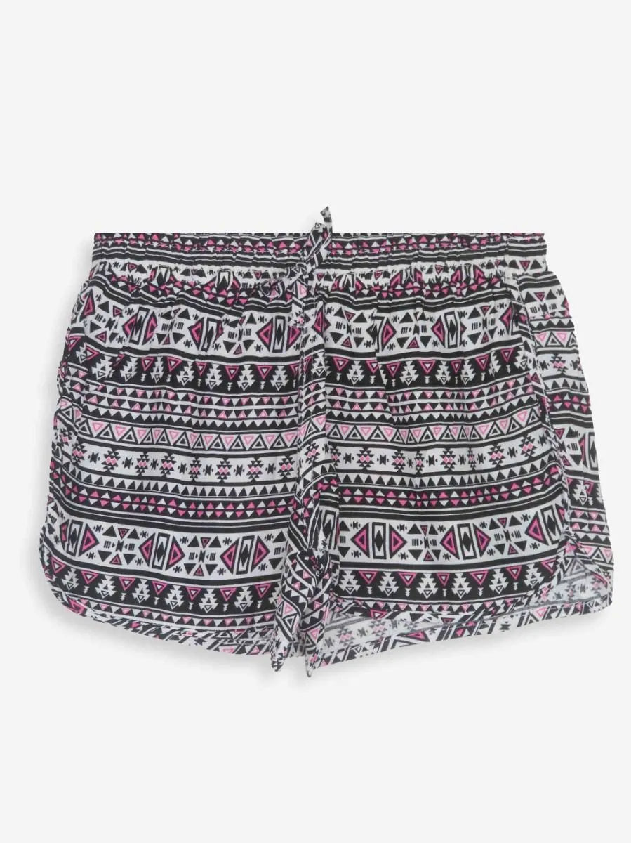 Girls White Aop Viscose Woven Shorts