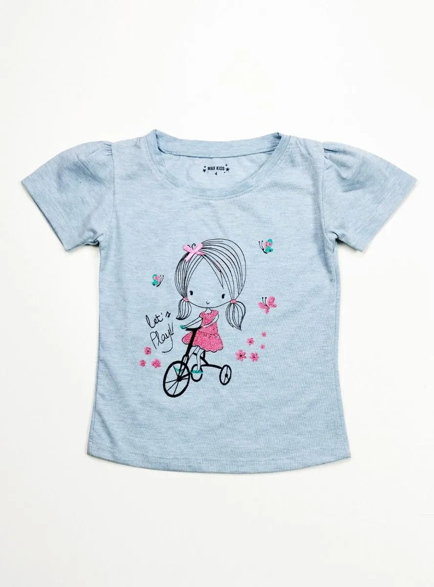 Girls Printed T Shirt Blue