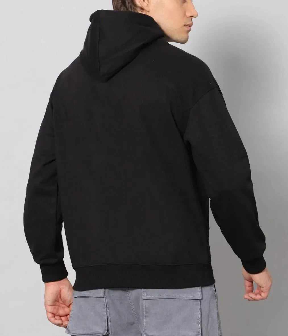 Mens Hooded Fleece Sweatshirt | Black