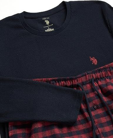 Men'S Thermal Pajama Set Navy Red