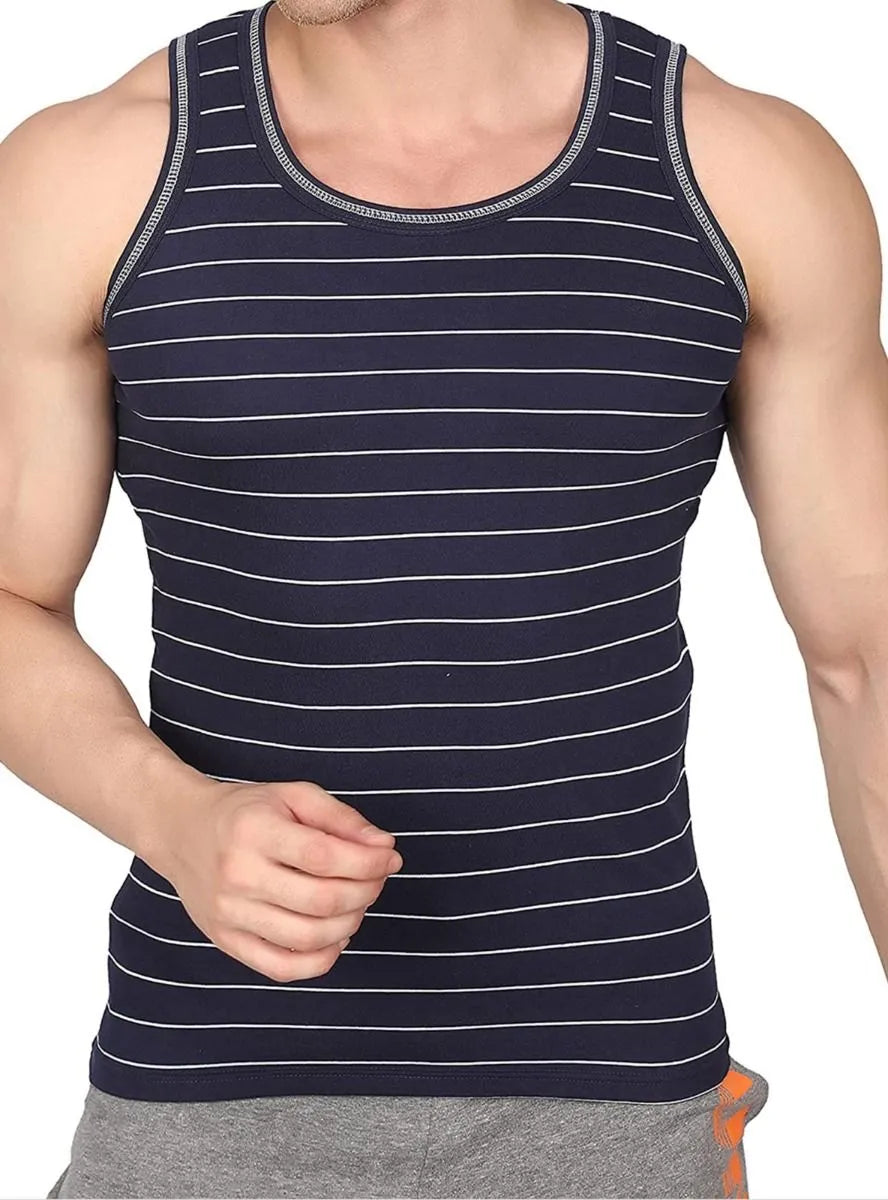 Mens Striped Vest Navy