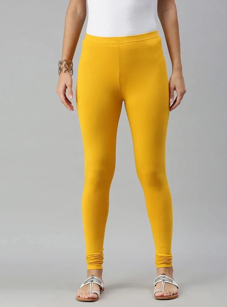 Ladies Stretch Churidar Leggings Yellow