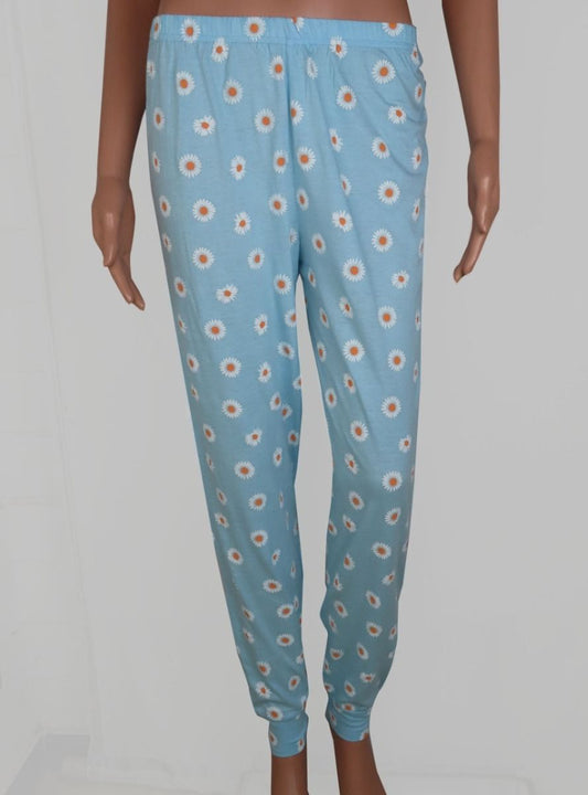 Ladies Printed Night Pant Blue