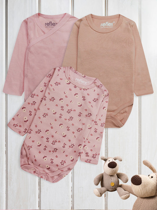 Baby 3 Pack Long Sleeve Bodysuits Mixed