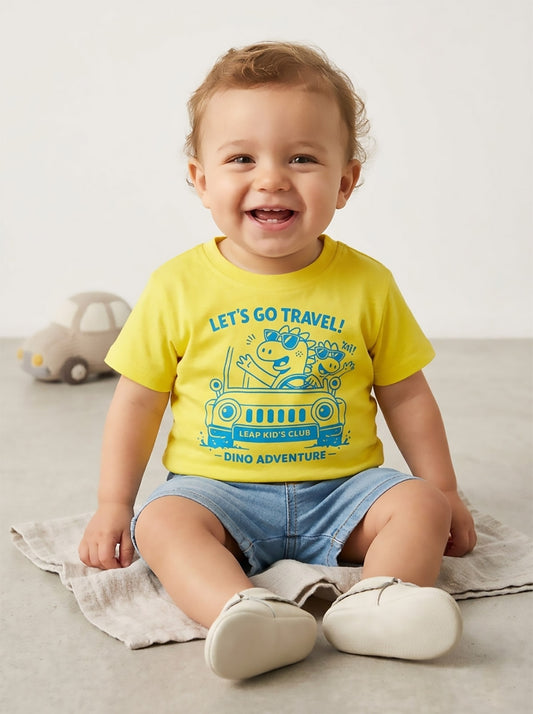 Baby Boys Printed Yellow T-Shirt