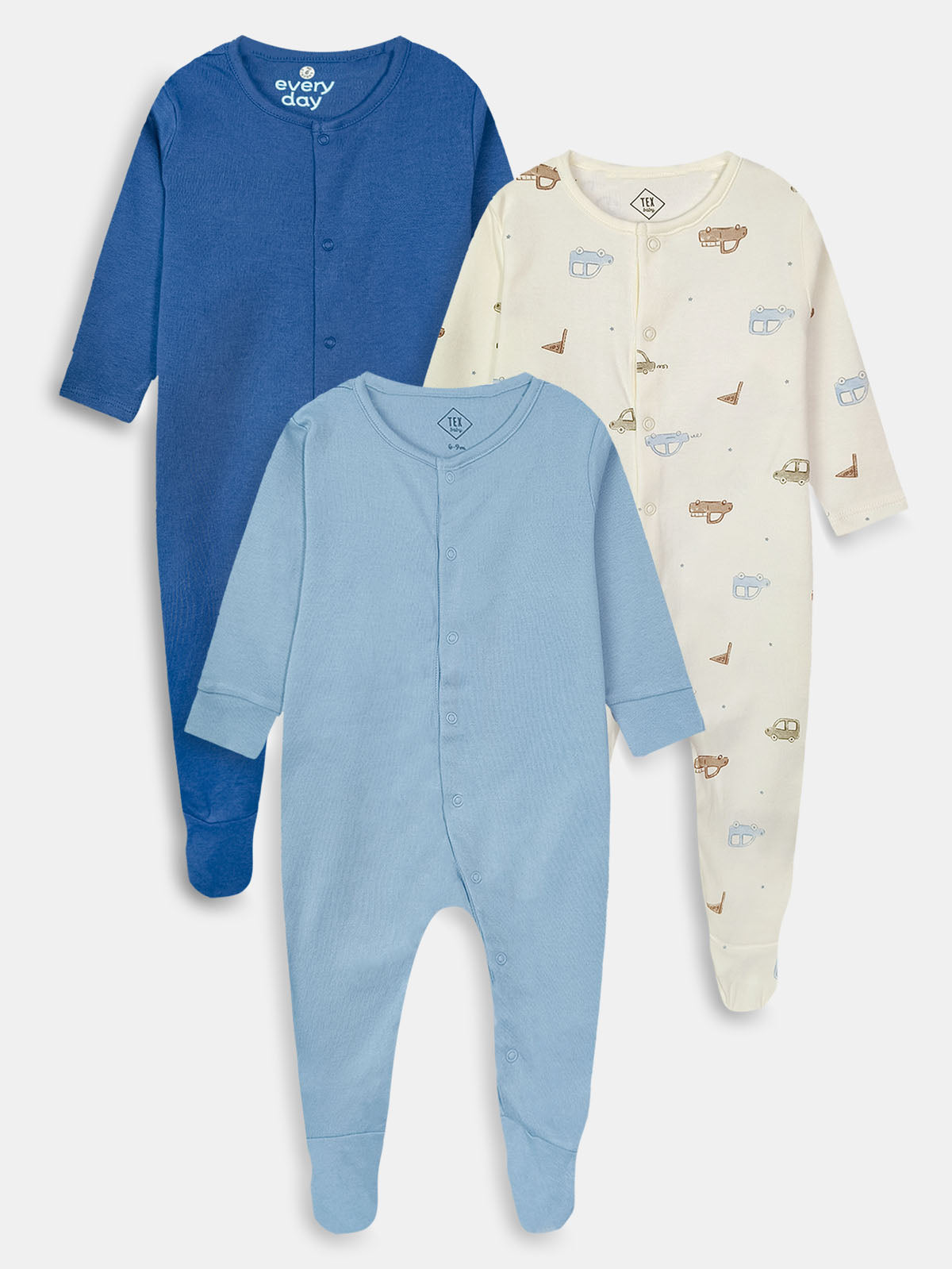 Baby Sleepsuits Pack of 3 Mixed